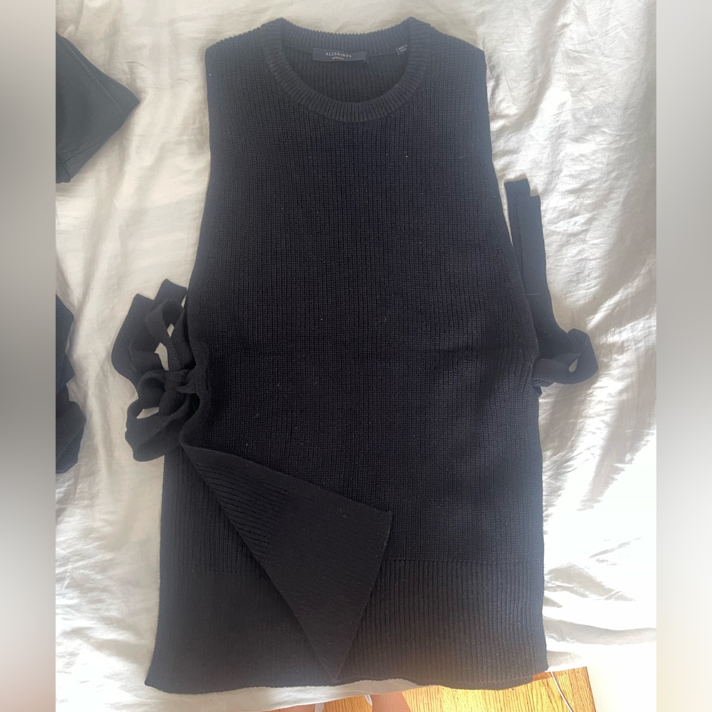 All Saints Black bow ties sweater
